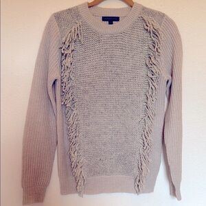 Women's Beige Sweater with Fringe Detail Size XS